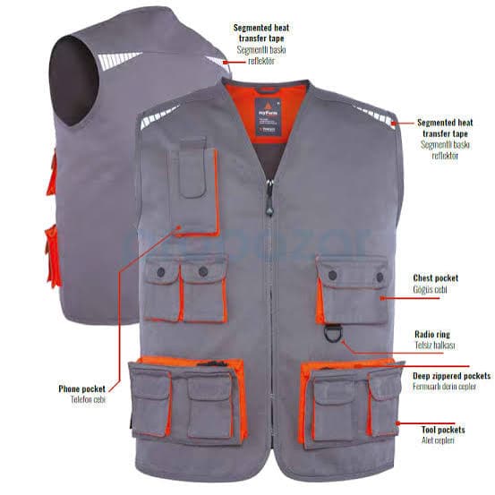 Myform Yelek Camper Gri/Turuncu 09139