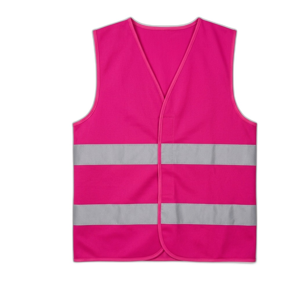 Pembe (Fuşya) Çift Reflektörlü Cırtlı İşçi İkaz Yeleği
