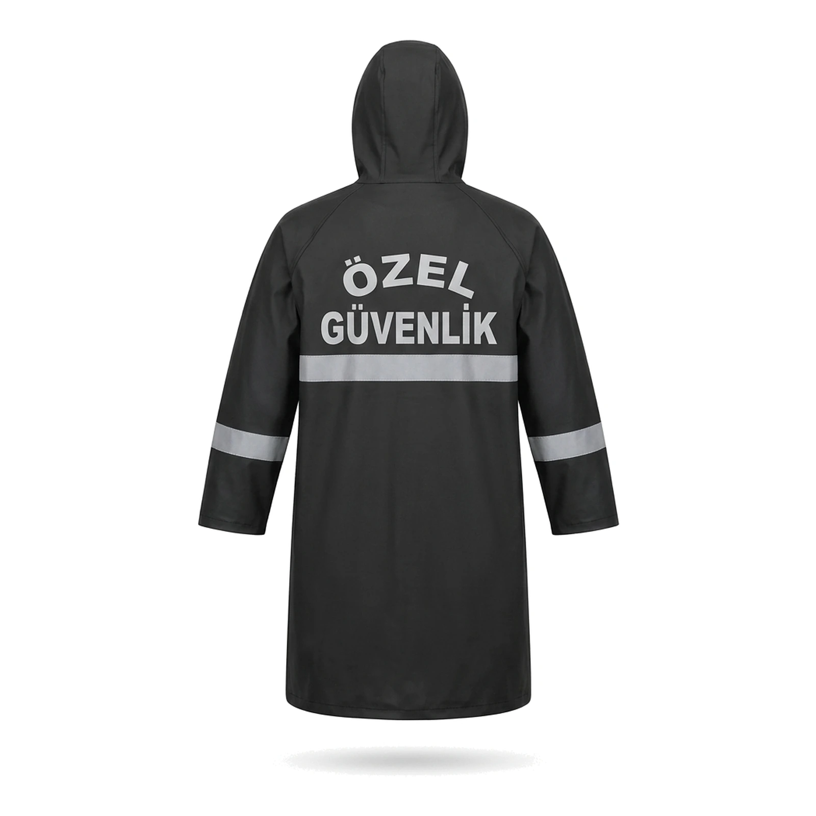 YG-2005 siyah reflektörlü ve sırt Özel Güvenlik baskılı yağmurluk arka görünüm